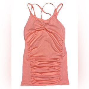 Calia by Carrie Underwood Womens XS Strappy Tank Top Ruched Heathered Pink Peach